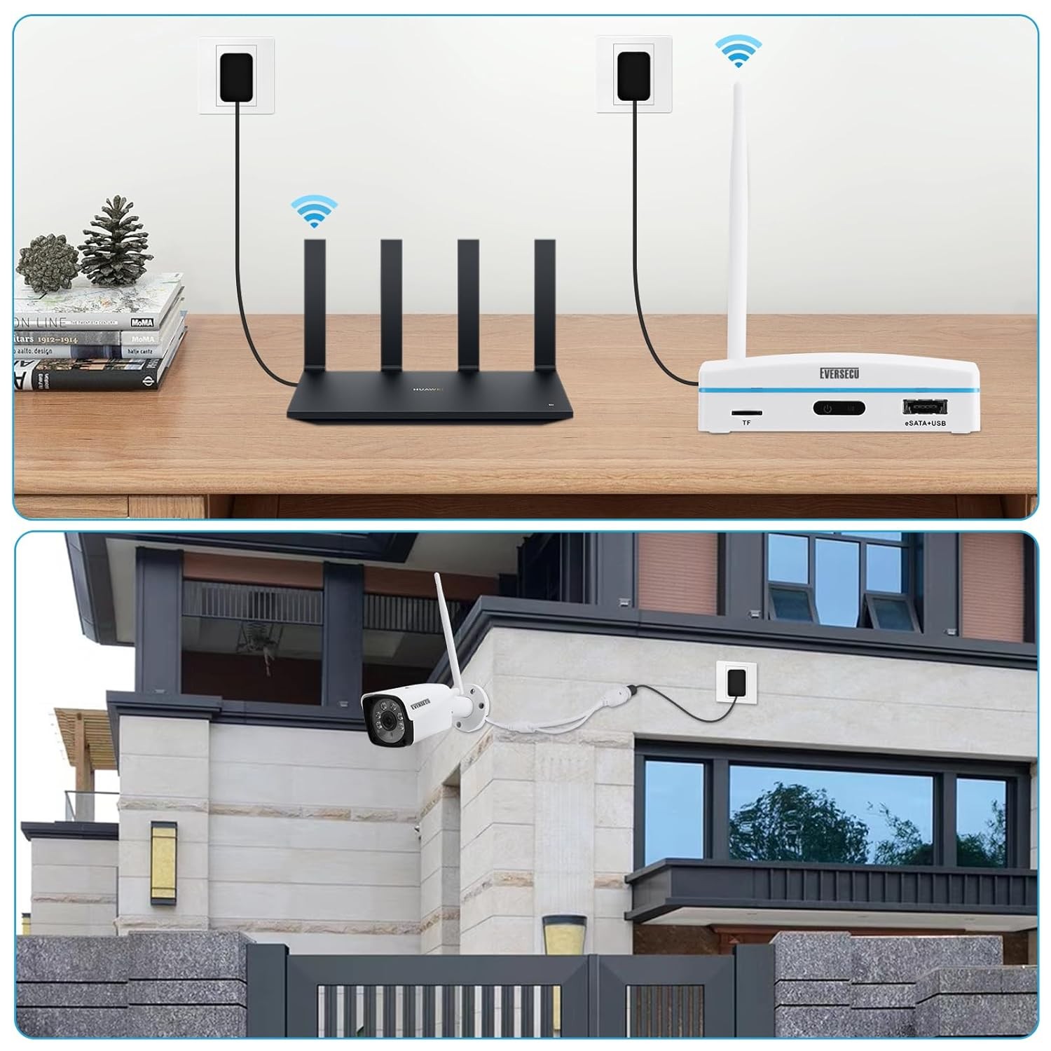 8CH Expandable Mini NVR Security System 2K Outdoor Cameras 2pcs + 1pcs