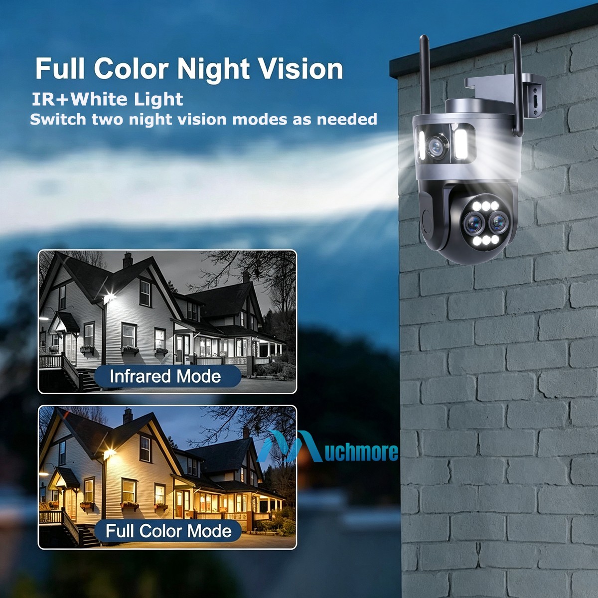 4K WiFi Triple Lens Security Camera Outdoor Home Night Vision 360° PTZ 10X Zoom