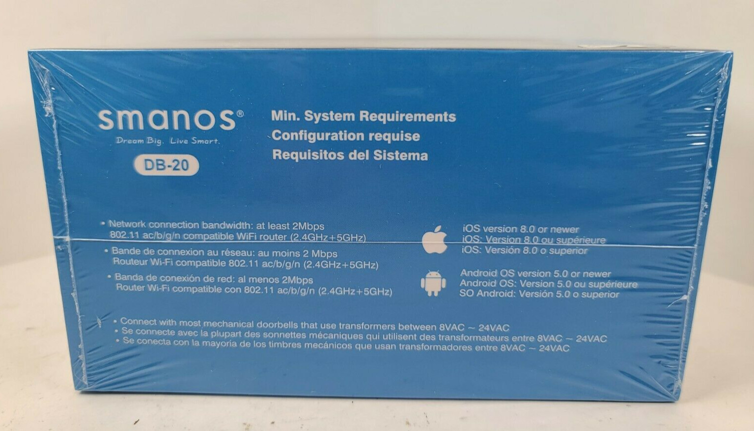 Smanos DB-20 Smart Video Doorbell iOS Android New in Box