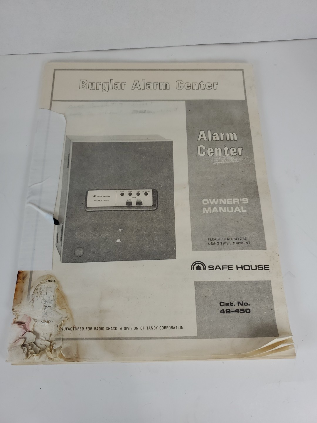 Vintage Safe House Radio Shack Burglar Alarm Center 49-450A New NOS W/ Manual