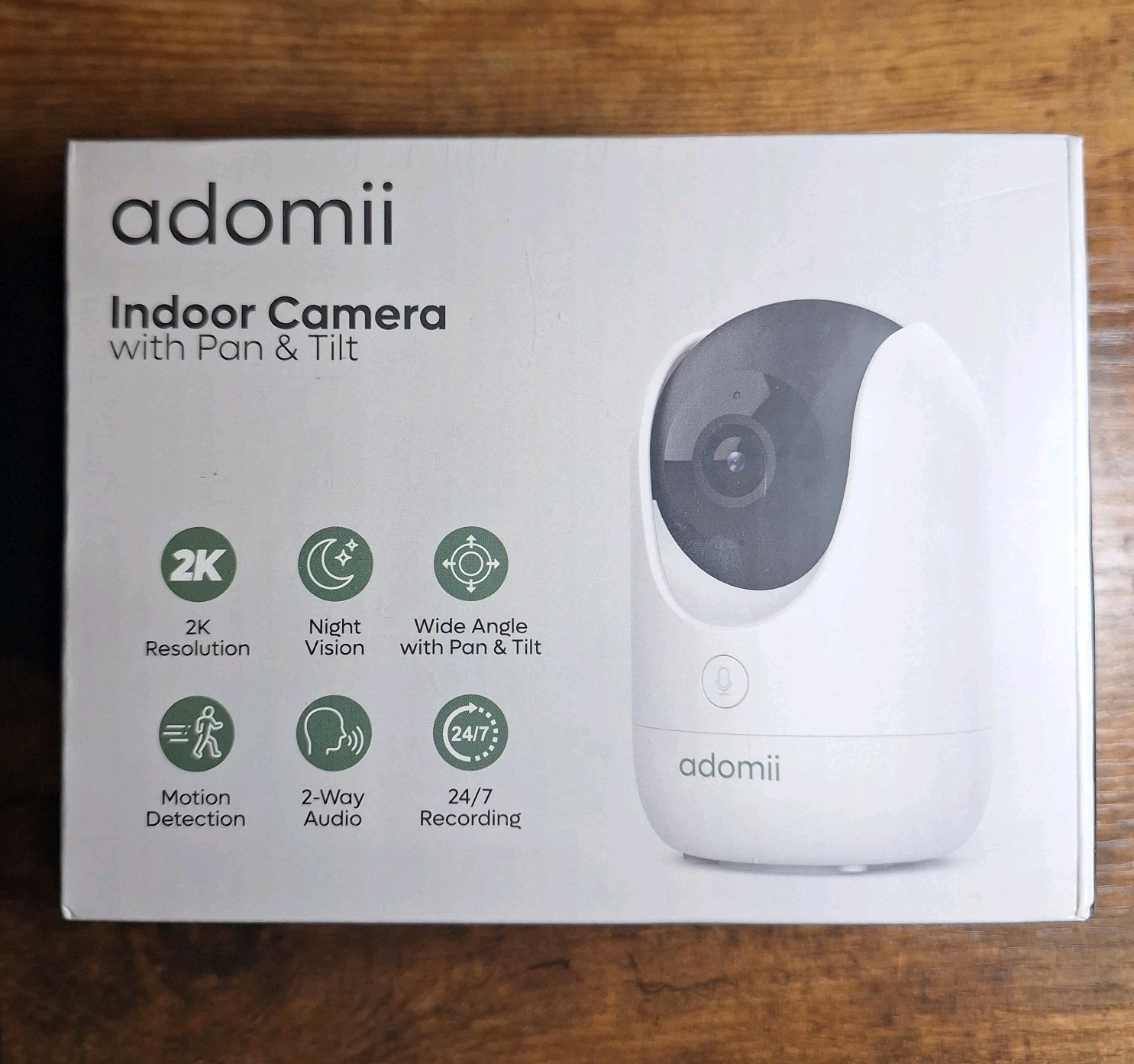 Adomii 2K Indoor Home Security Camera with Night Vision, 2 Way Audio, Wifi