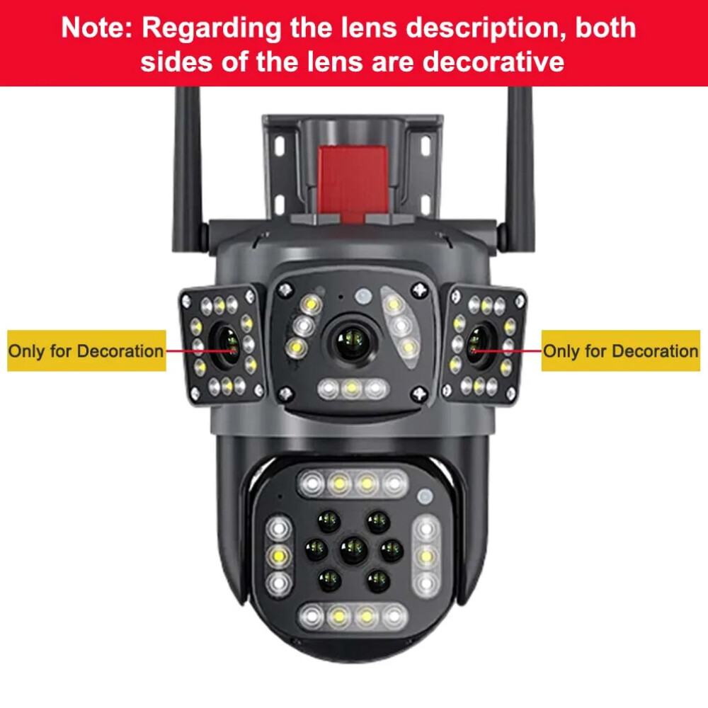 4K 9MP IP WiFi 360° 10X Zoom 3 Lens 3 Screens Security Camera System Outdoor PTZ