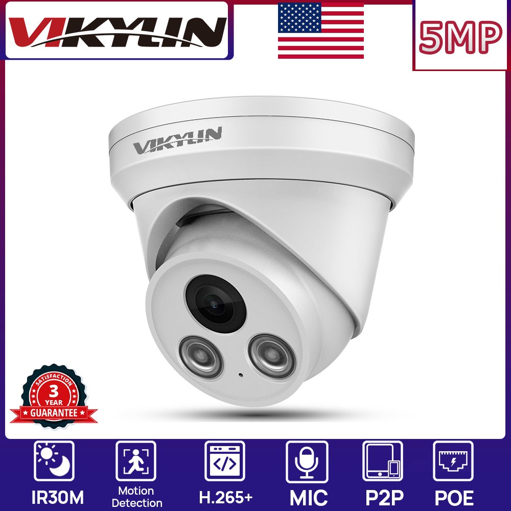 Vikylin CCTV System 16CH NVR Turret Night Version MIC POE 5MP IP Camera Set lot