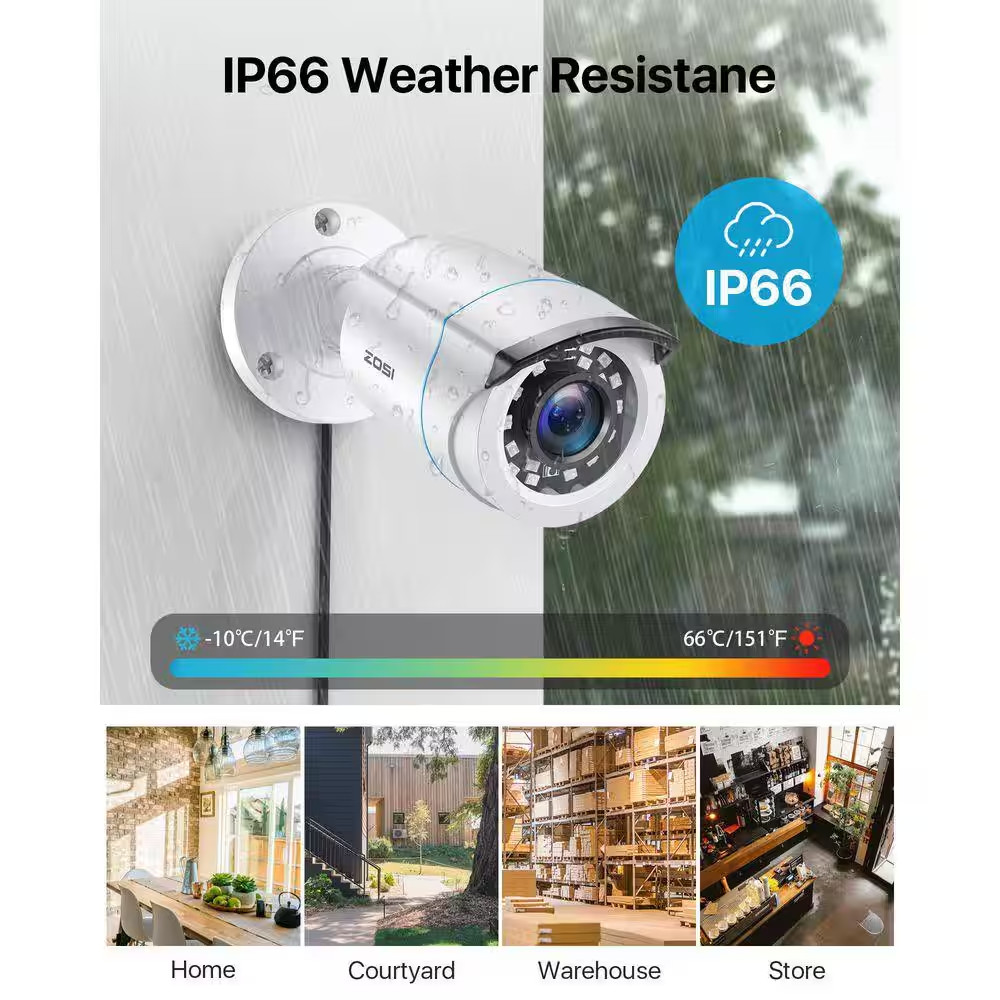 8-Channel H.265+ 2MP DVR Home Security Camera System with 4 1080P Wired Outdoor