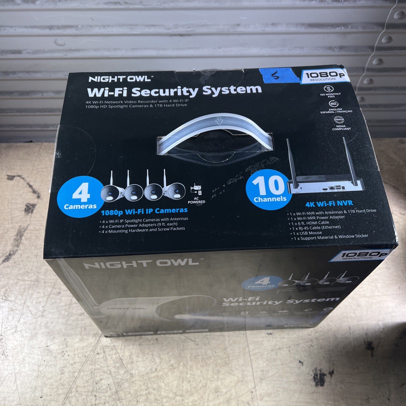 NIGHT OWL 8 CHANNEL 4K 1TB DVR WITH 4 WIRED CAMERAS SECURITY SURVEILLANCE SYSTEM