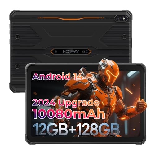 R8 Waterproof Tablet Android 14, 10.1inch HD+ Rugged Tablet, 10800mAh, Orange