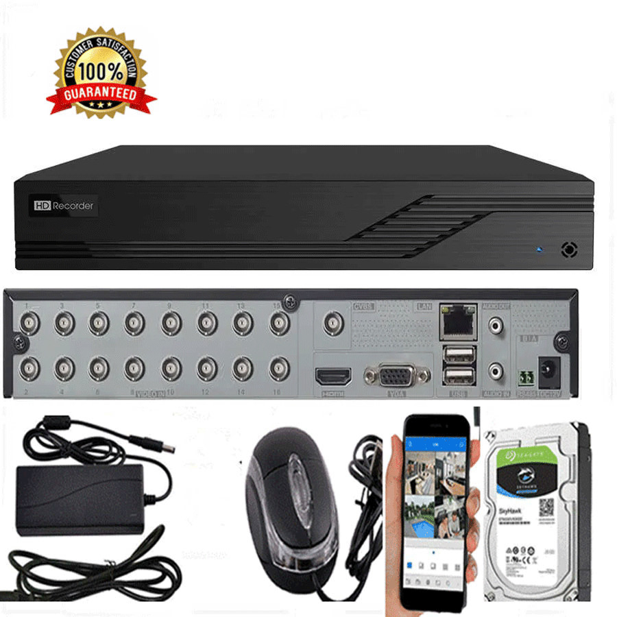 16CH 5MP/4MP Hybrid 5-in-1 Full HD DVR Audio in, Audio out Security System free