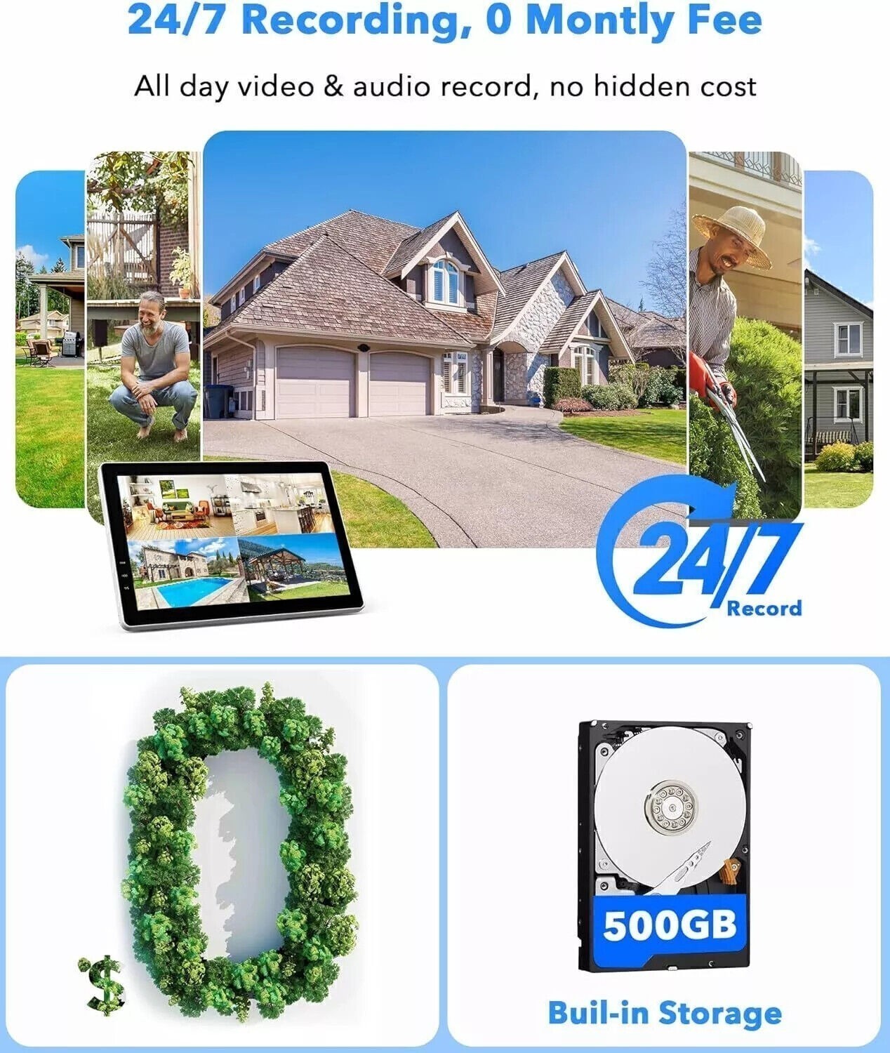 4MP WiFi Pro Surveillance & Security Cameras Outdoor Home Alarm System Wireless