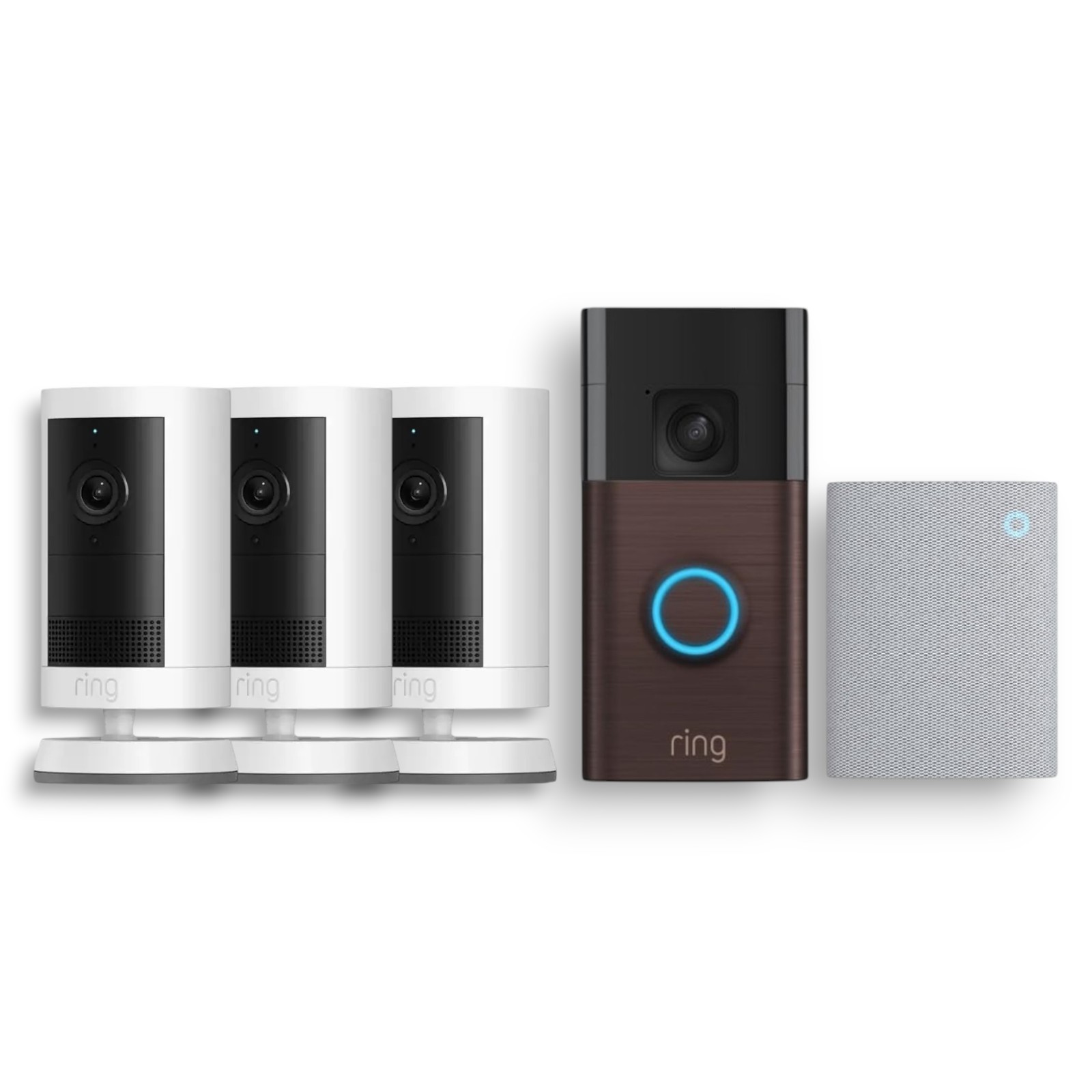 Ring Battery Doorbell Venetian Bronze with Smart Wi-Fi + Outdoor Cam Plus White