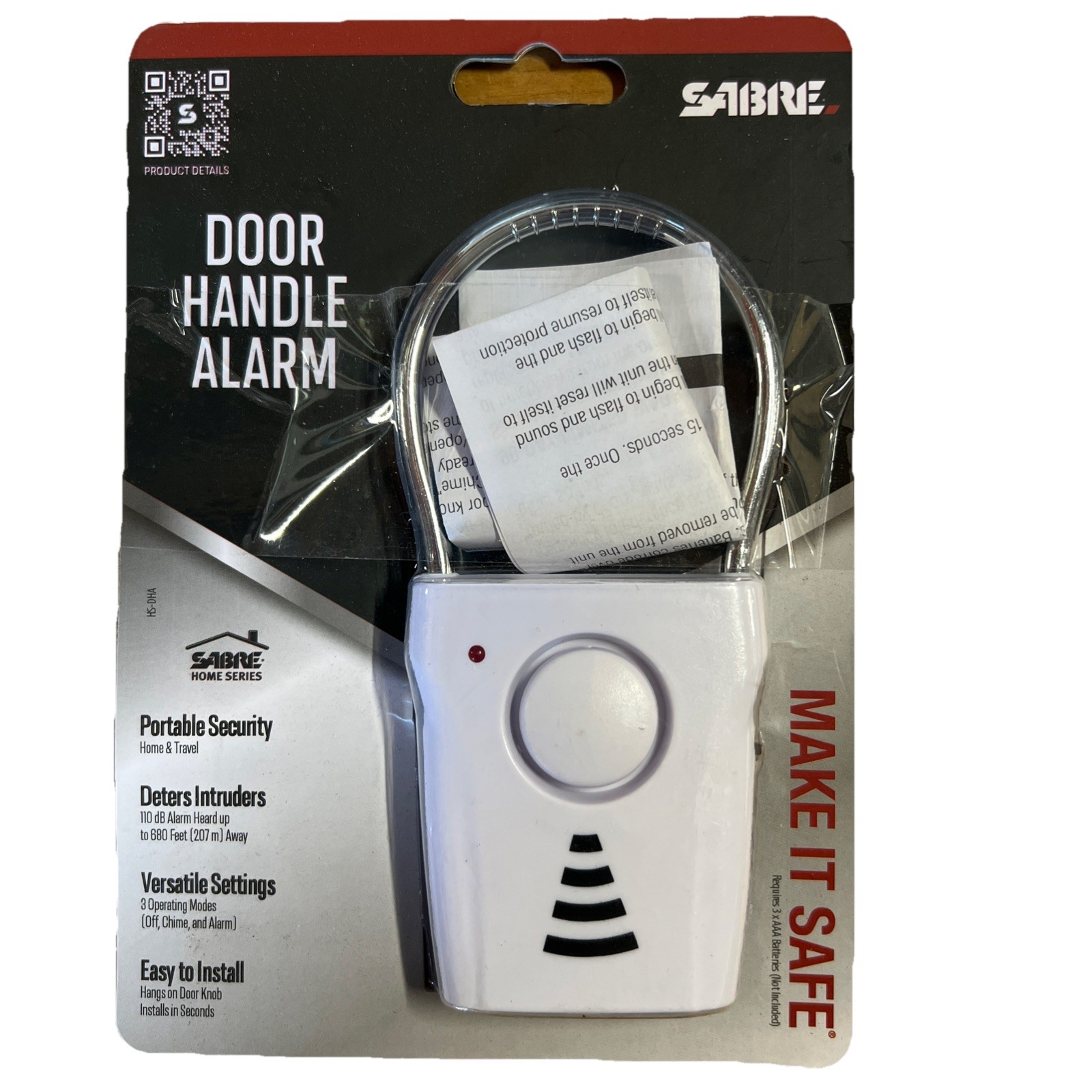 Sabre Home Series 110 DB Sound Range Door Handle Alarm