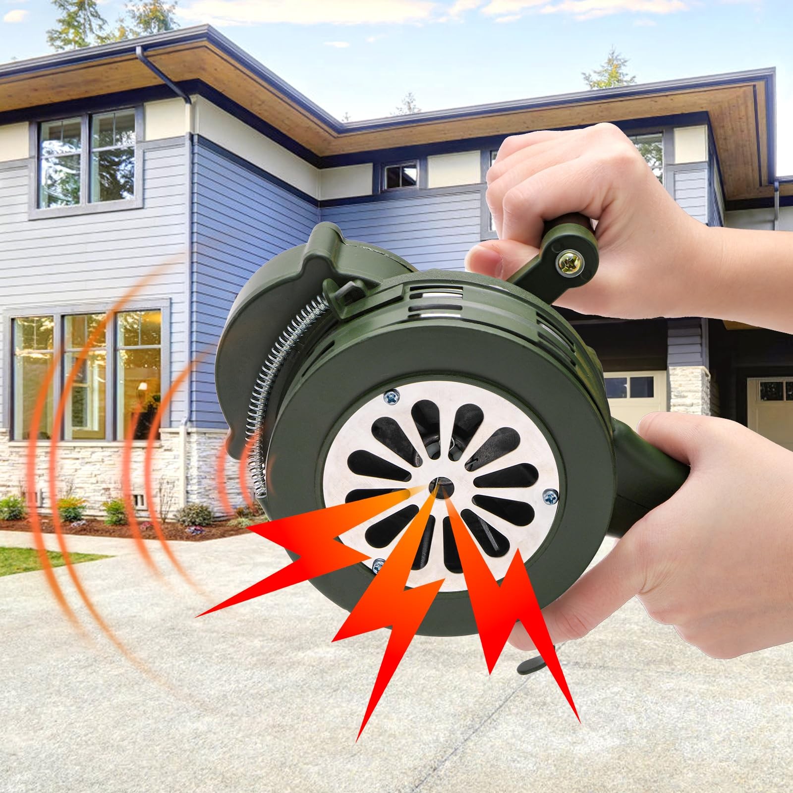 110 DB Hand Crank Siren Horn with Foldable Handle, Portable