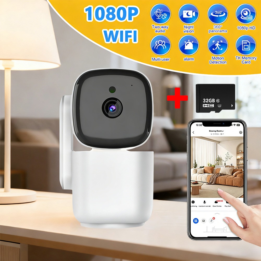 Security Camera, 1080P HD WiFi Camera 360° Pan/Tilt Night Vision Two-Way Audio
