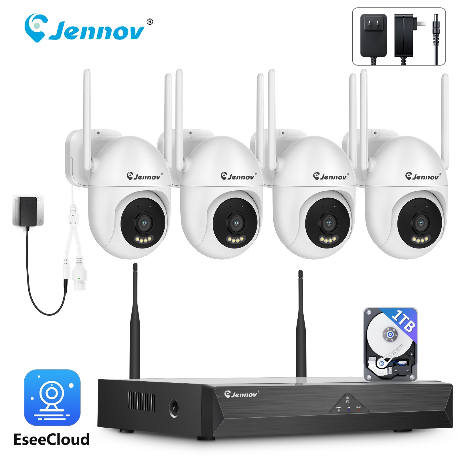 JENNOV WIFI IP Camera Wireless Outdoor CCTV HD PTZ Smart Home Security IR Cam