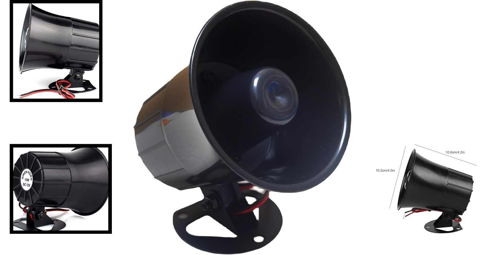 DC 6 to 12V Compact 120dB Alarm Siren Horn with Wall Mount Bracket Included