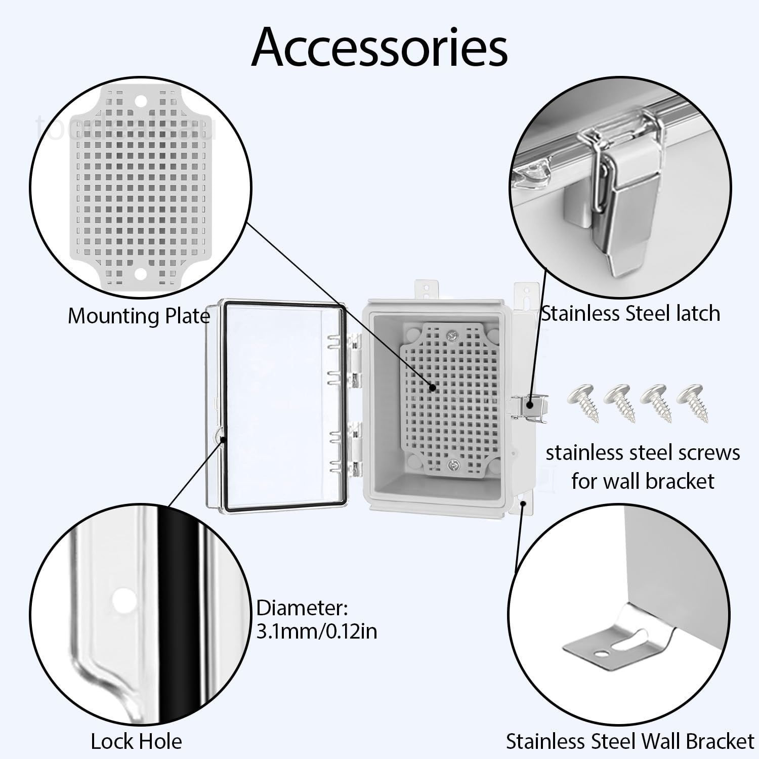 Electrical Box, IP67 Waterproof Hinged 4.7″x3.5″x2.7″, Clear Cover
