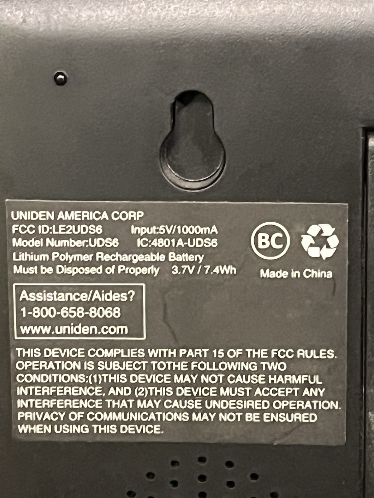 UNIDEN UDS6 SECURITY SYSTEM MONITOR AND POWER CORD TESTED WORKING