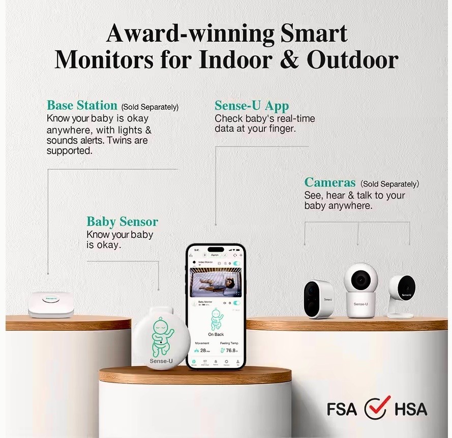 Camera Surveillance Security Recorder Sense-U PTZ Smart 2K Video Baby Monitoring
