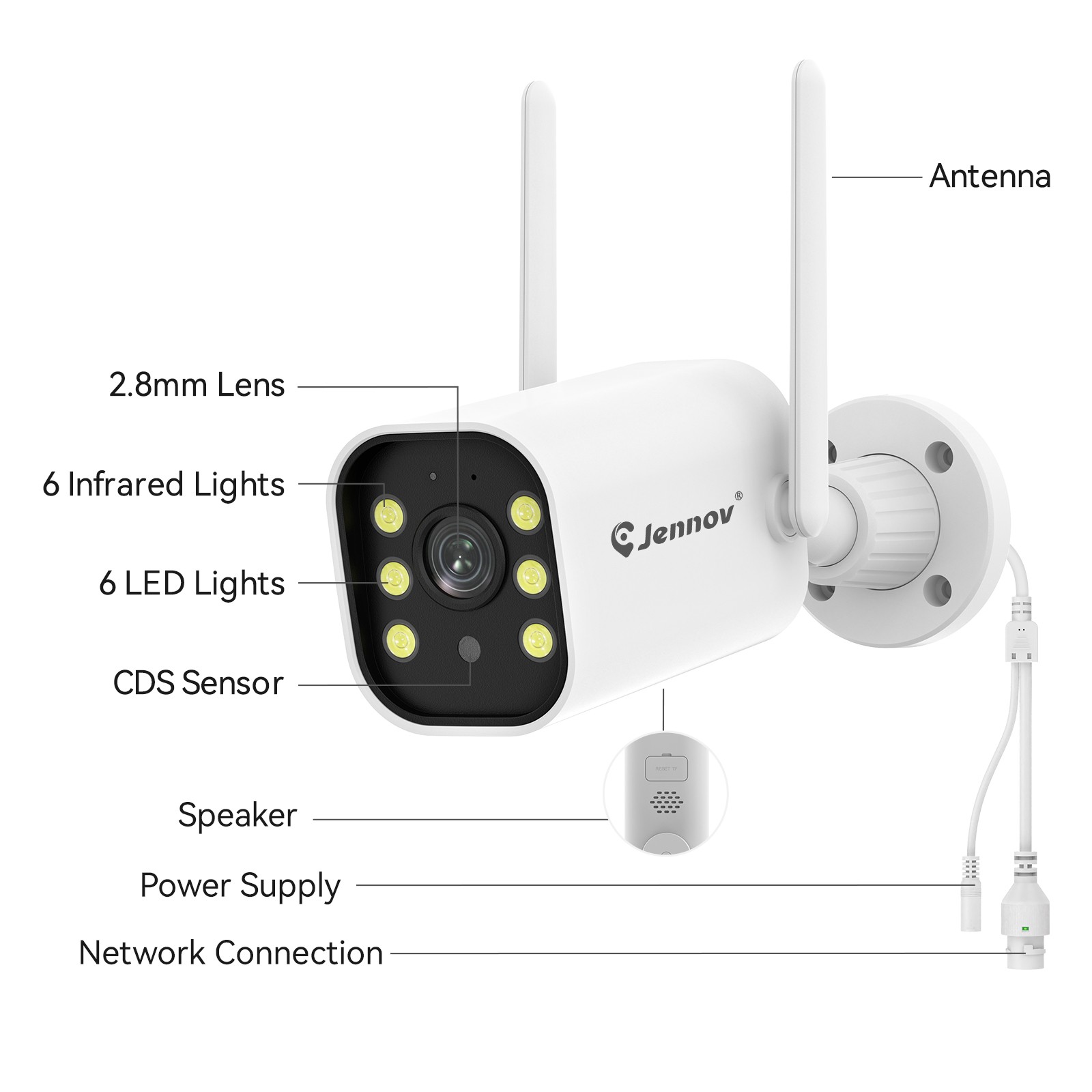Jennov 5MP Wireless Security Camera System Night Vision Real Time Alerts Outdoor