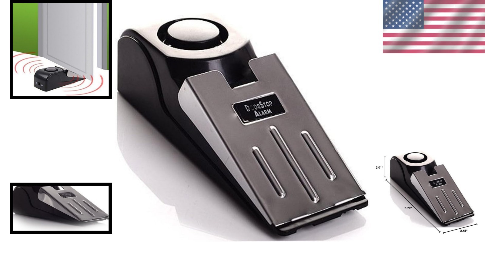 Sleek 120db Door Stop Alarm with Adjustable Sensitivity for Ultimate Safety
