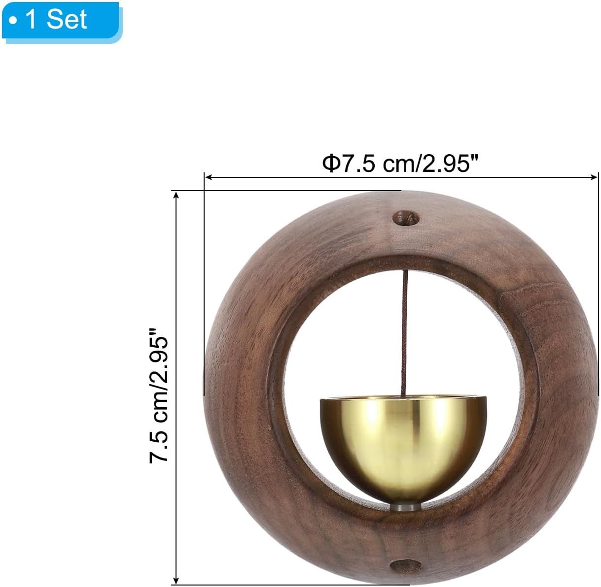 PATIKIL Shopkeepers Bell, Wood Door Chime Hanging Magnetic Bell Brown