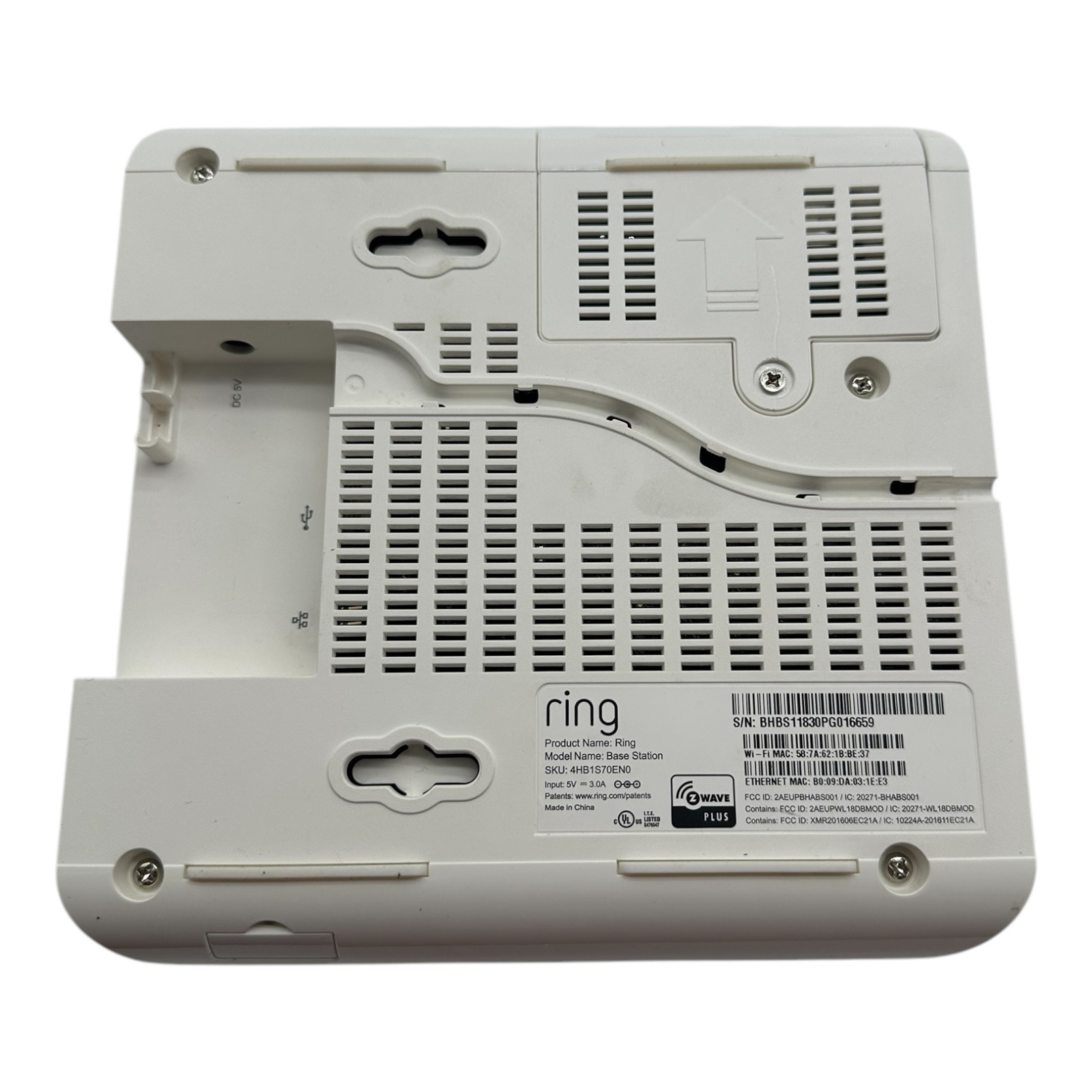 Ring Alarm Home Security Base Station 4HB1S70EN0 W/Keypad-Sensors-Power Cord