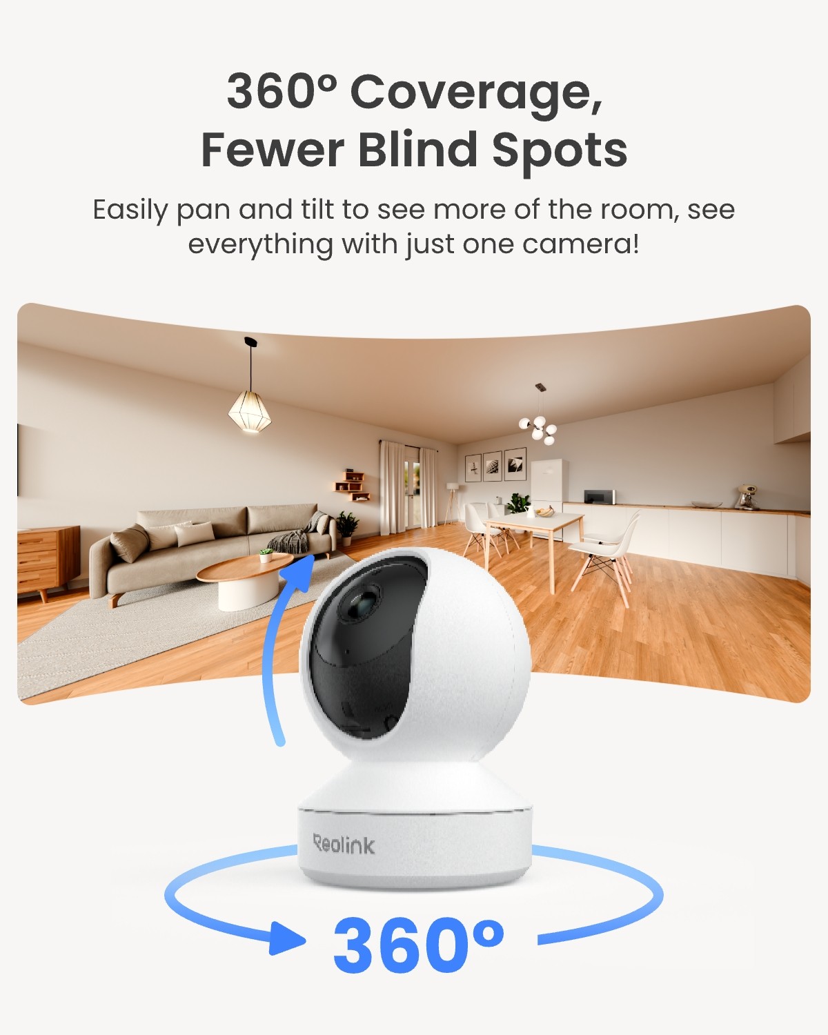 Reolink E1 4MP 360° Coverage PT WiFi Indoor Security Camera with Home Hub Mini