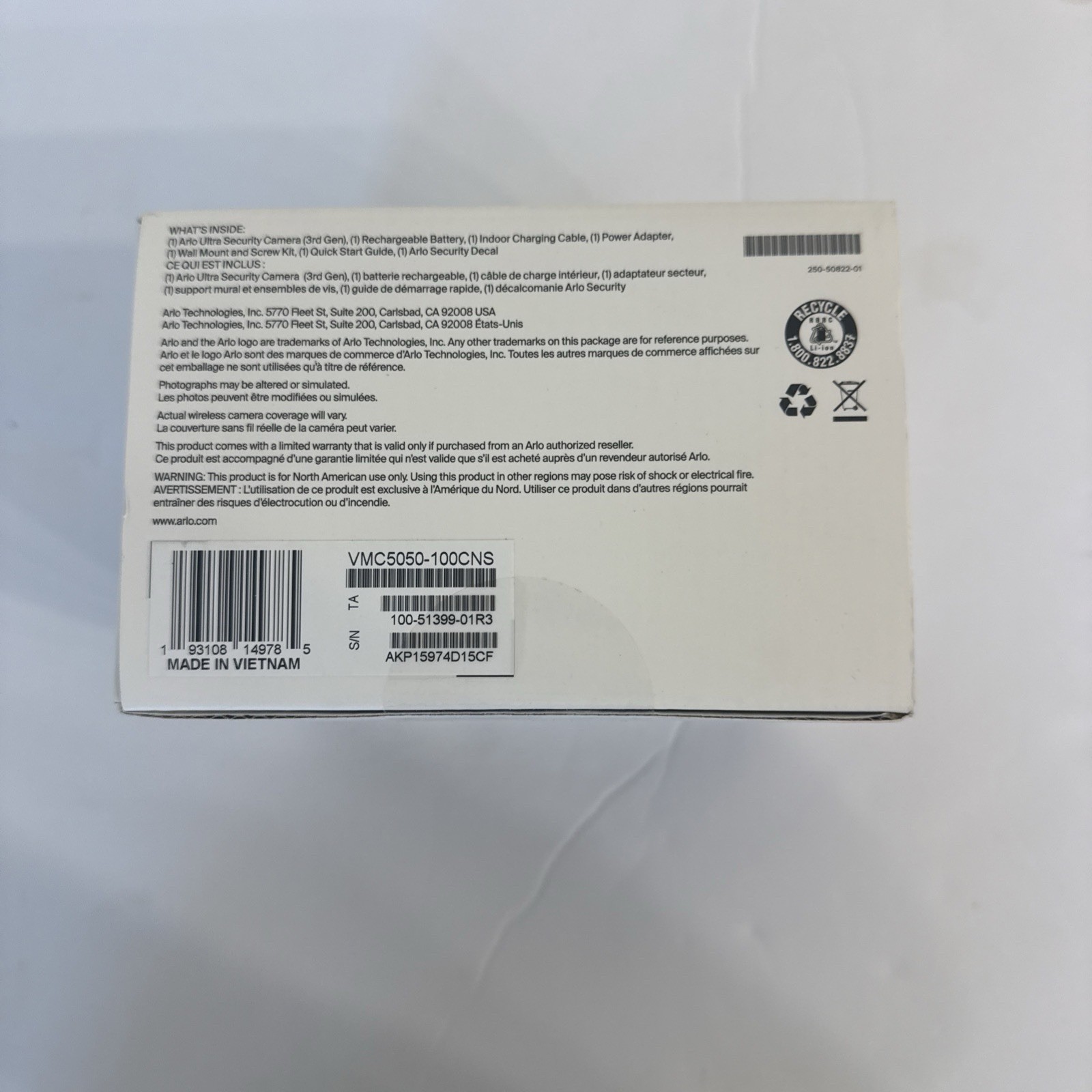 New Retail Pull – Arlo Ultra 4K 3rd Gen Single Add On Camera Battery Powered