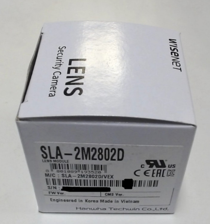Hanwha Techwin SLA-2M2802D 2MP 2.8mm fixed focal Security Camera lens