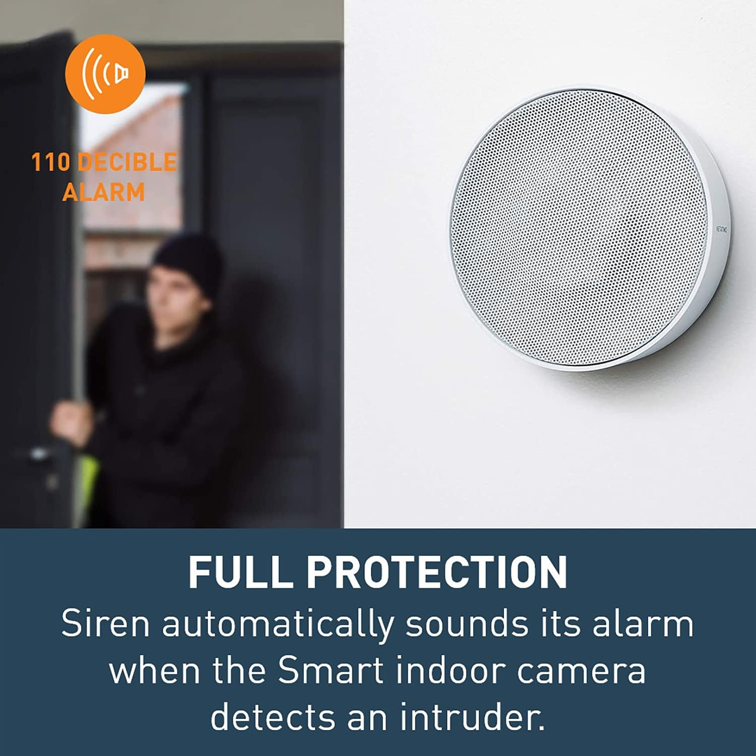Smart Indoor Siren | Wireless 110 Decibel Siren | Auto Arm & Disarm | Easy Insta
