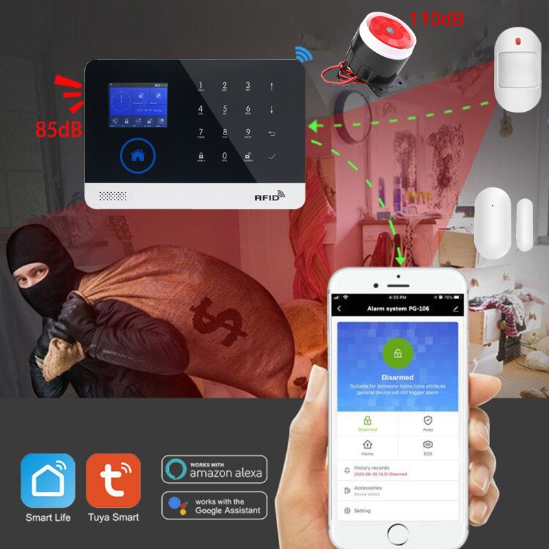 Smart Tuya APP WIFI Cloud GSM Wireless Office Home Security Alarm Burglar System