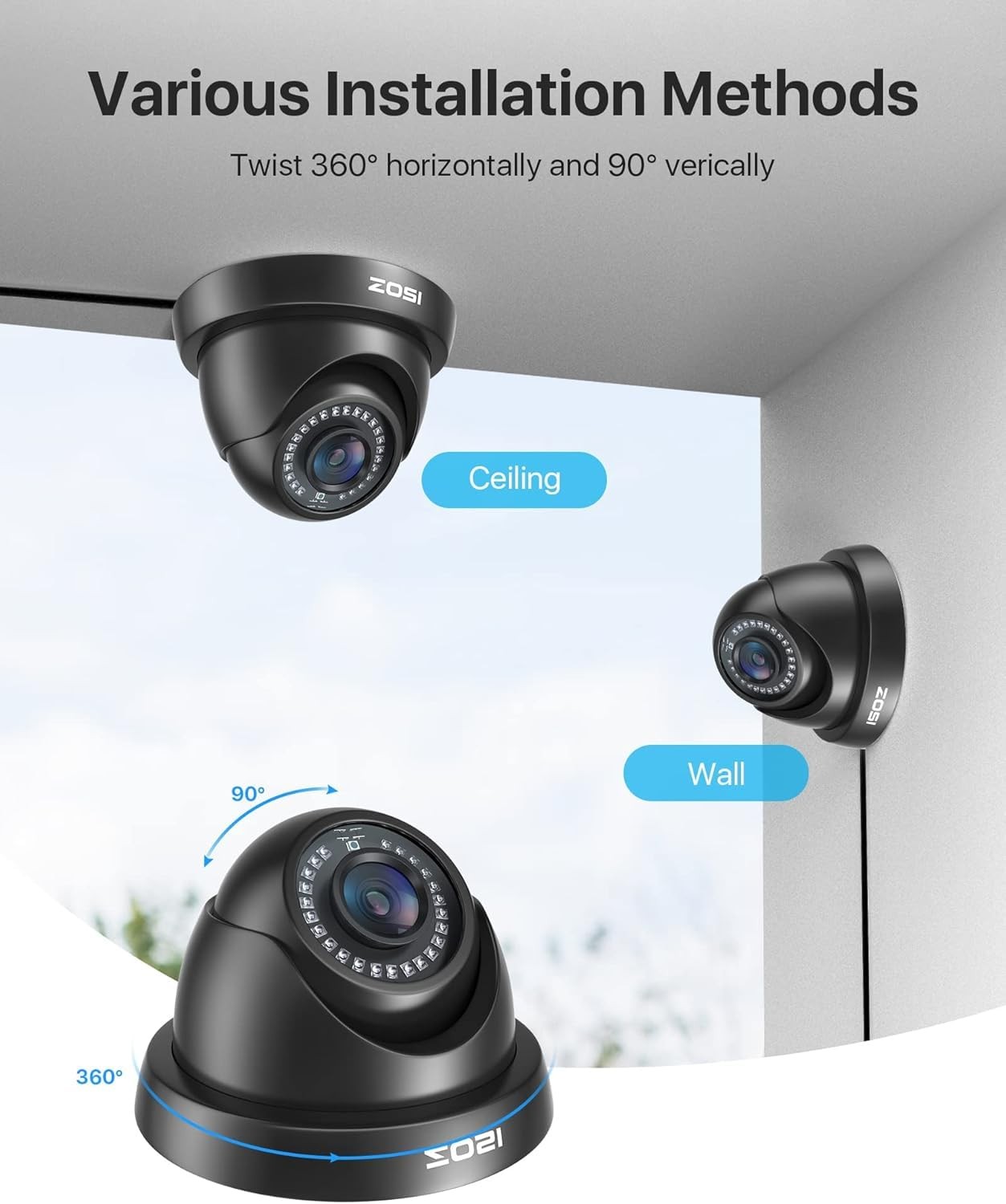 1080P HD Security Camera Indoor Outdoor,1920TVL 2.0MP 4-in-1 HD TVI/CVI/AHD/C…