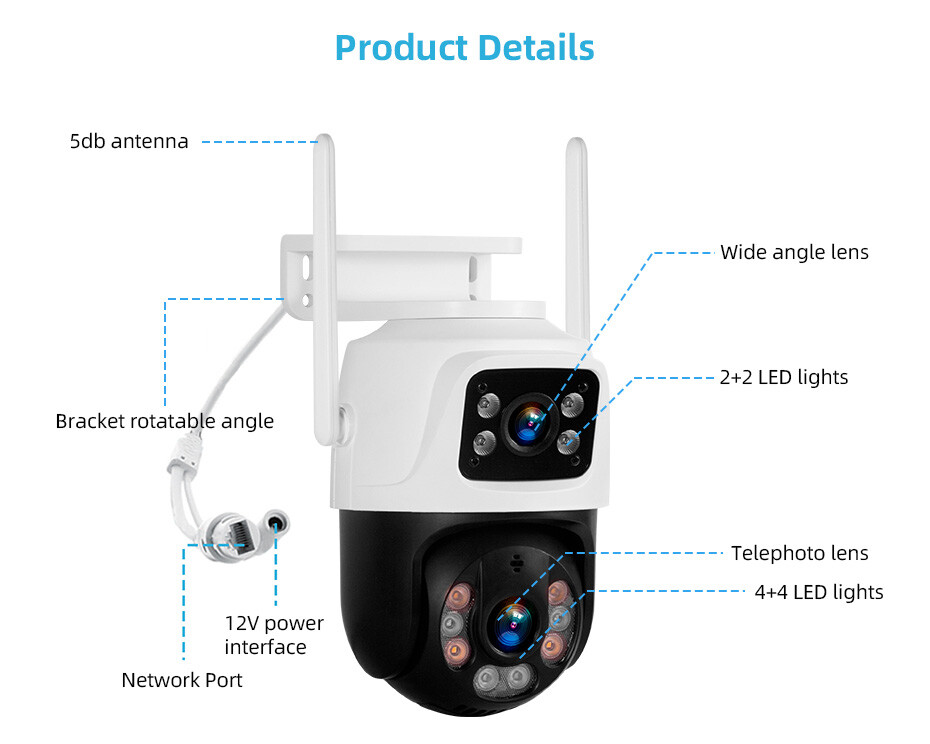 3PACK 6MP Home Security CCTV Video Surveillance Camera Outdoor Human Detection