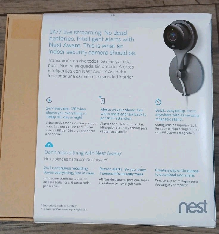 Google Nest Cam – NC1102ES – Indoor Security Camera Unit – PARTS OR REPAIR