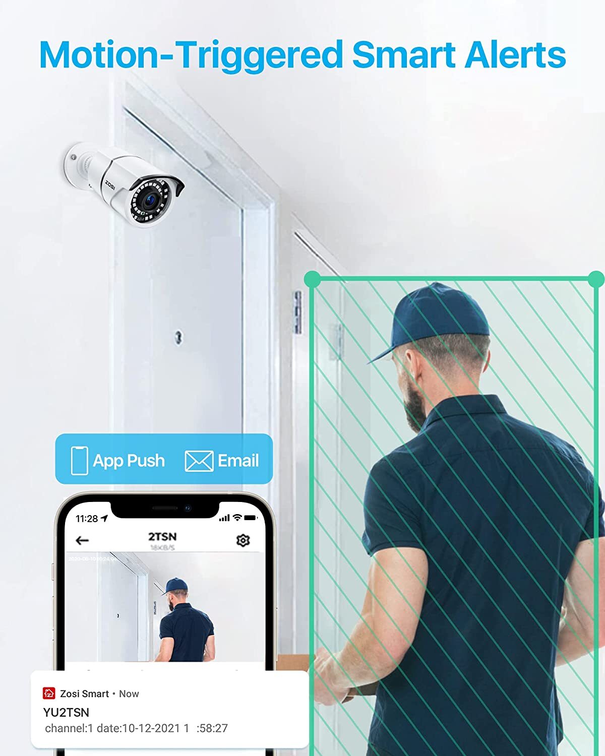 ZOSI 8CH PoE 4K NVR 3K Security Camera System Motion Alert IR 120ft Night Vision