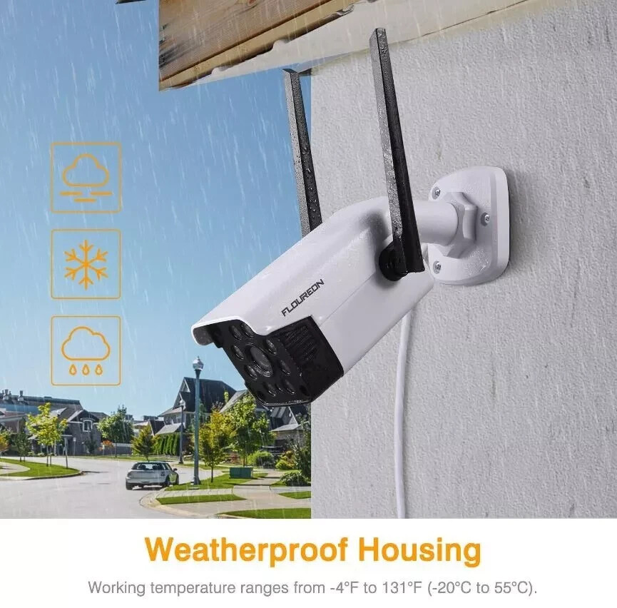 Floureon Security Camera Outdoor WIFI IP Camera 2MP 1080P Mobile App Remote View