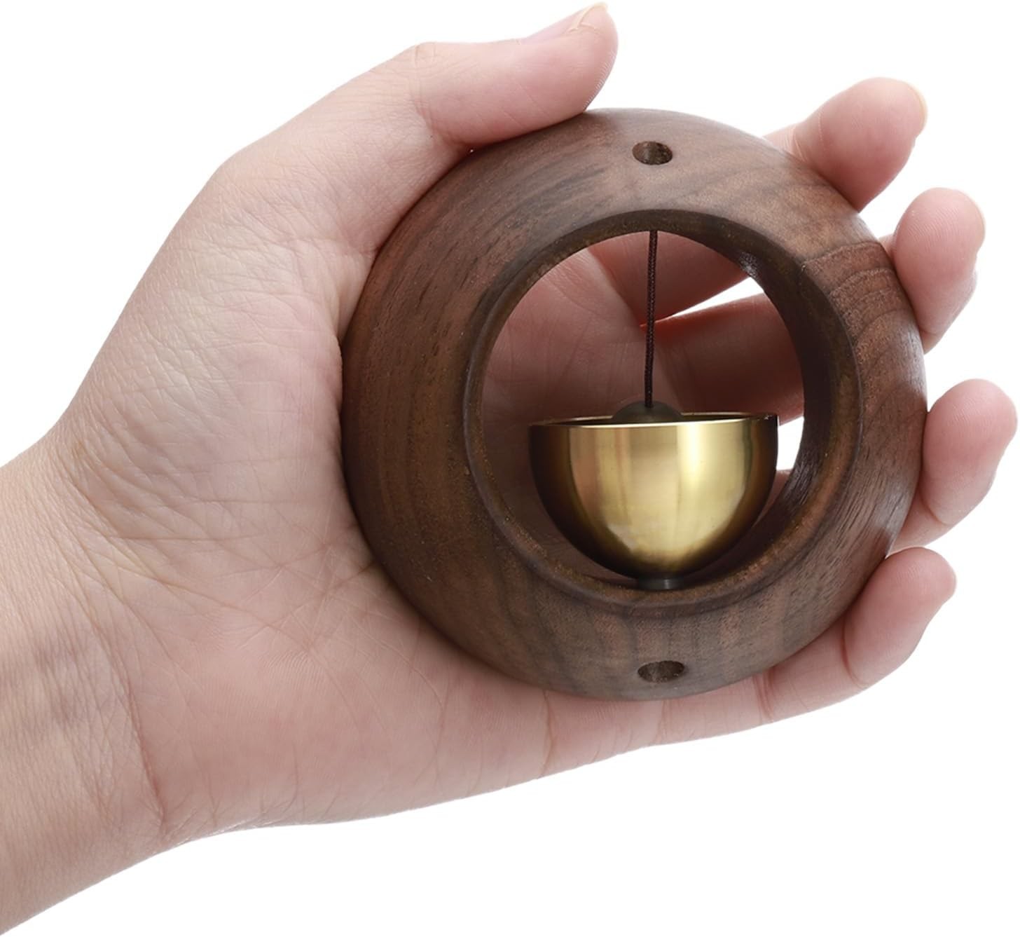PATIKIL Shopkeepers Bell, Wood Door Chime Hanging Magnetic Bell Brown