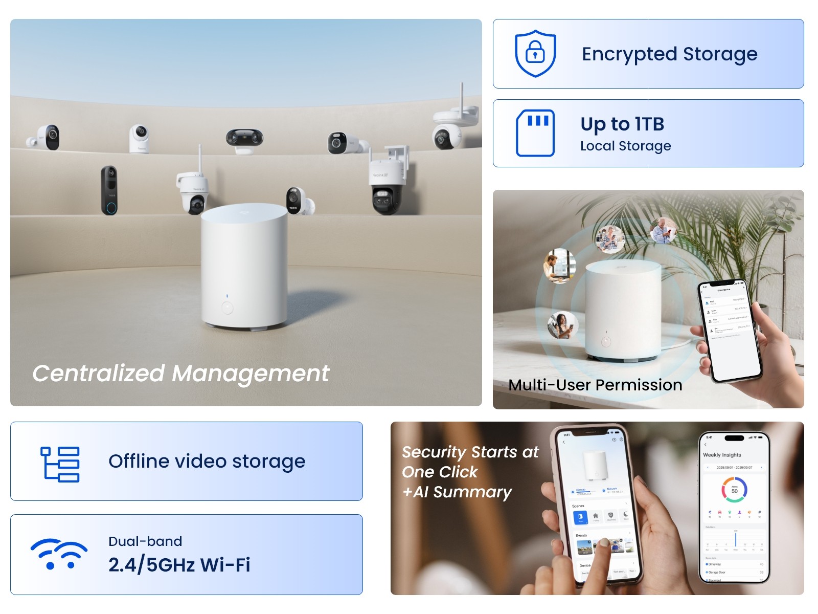 Reolink E1 4MP 360° Coverage PT WiFi Indoor Security Camera with Home Hub Mini
