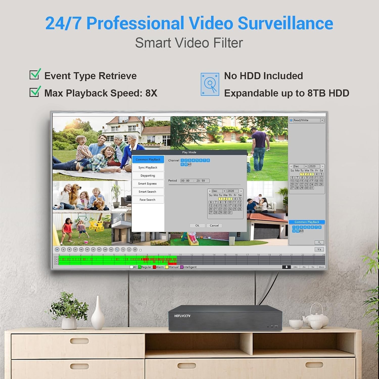 10CH 4K NVR with Intelligent Motion Detection & Dual Output – 8TB Compatible