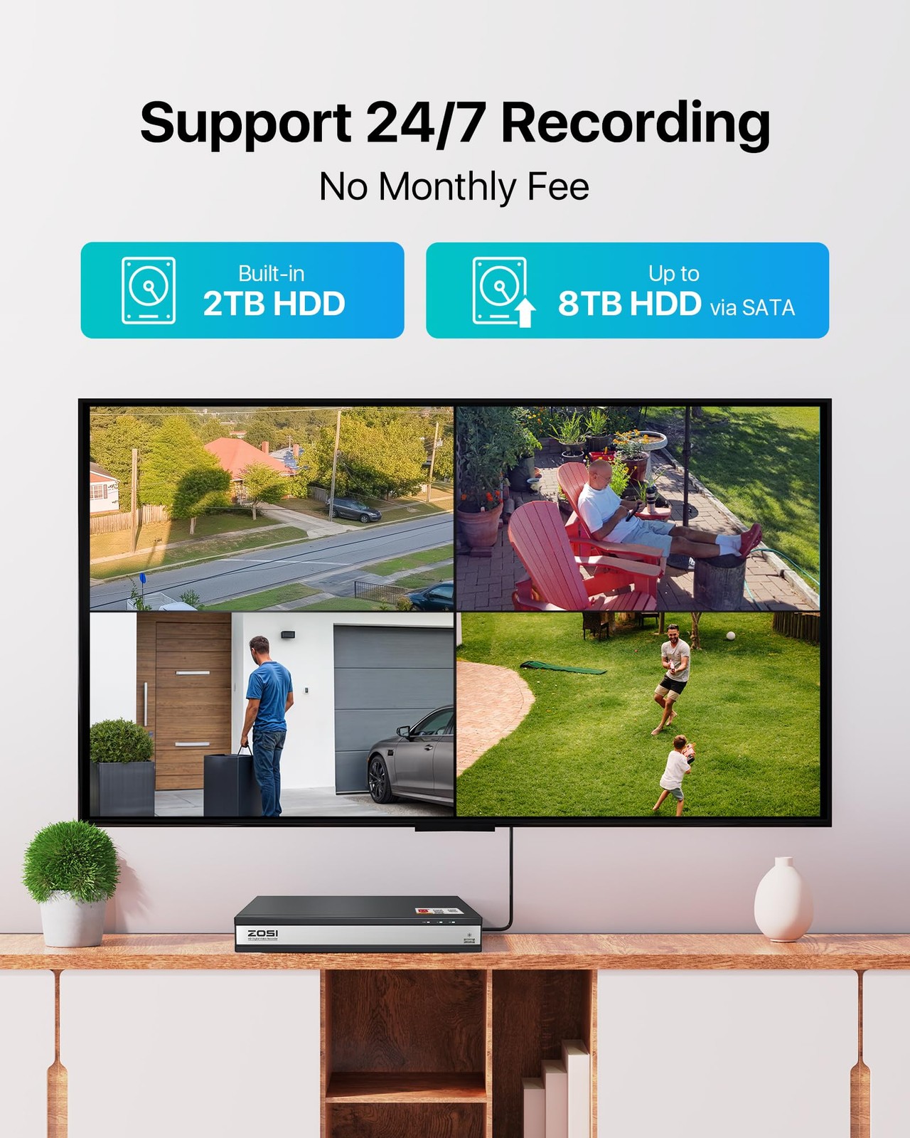 ZOSI 3K Lite 16CH Security Camera System with AI Human Vehicle Detection,Nigh…