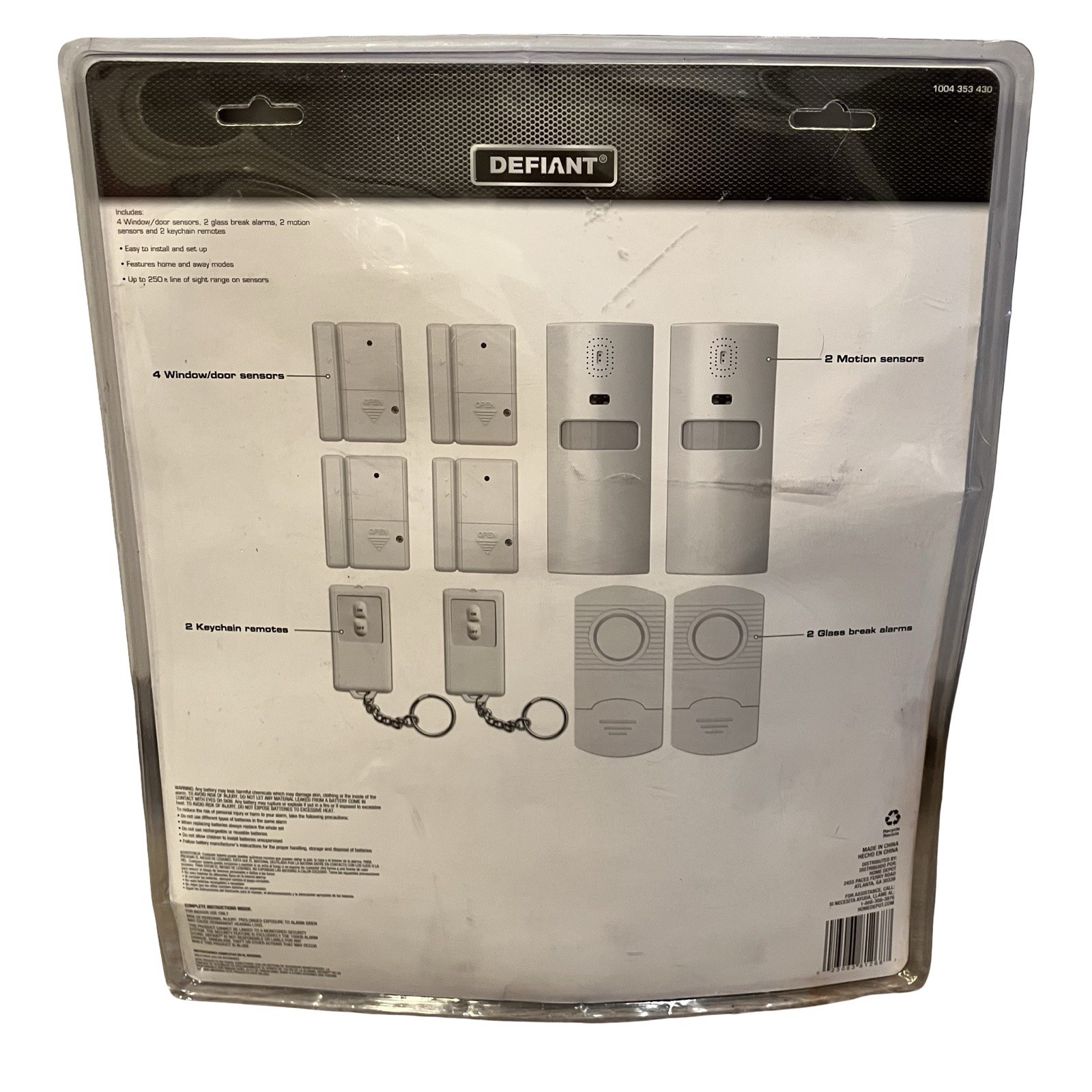 Defiant Wireless Home Security Protection System Set 4 Door/Window 2 Motion +