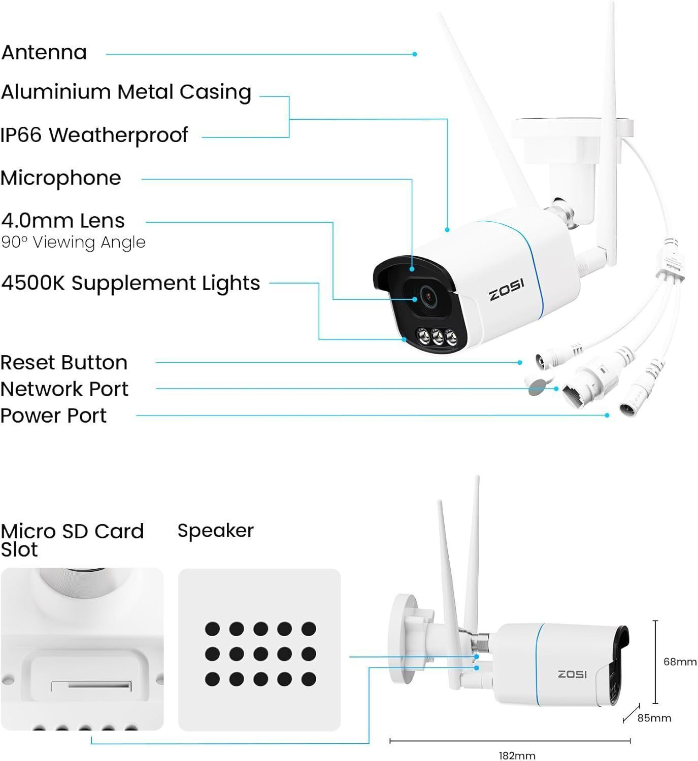 ZOSI C186 4K 8MP Aurora Lux WiFi Camera with Unveiling True Full Color Night