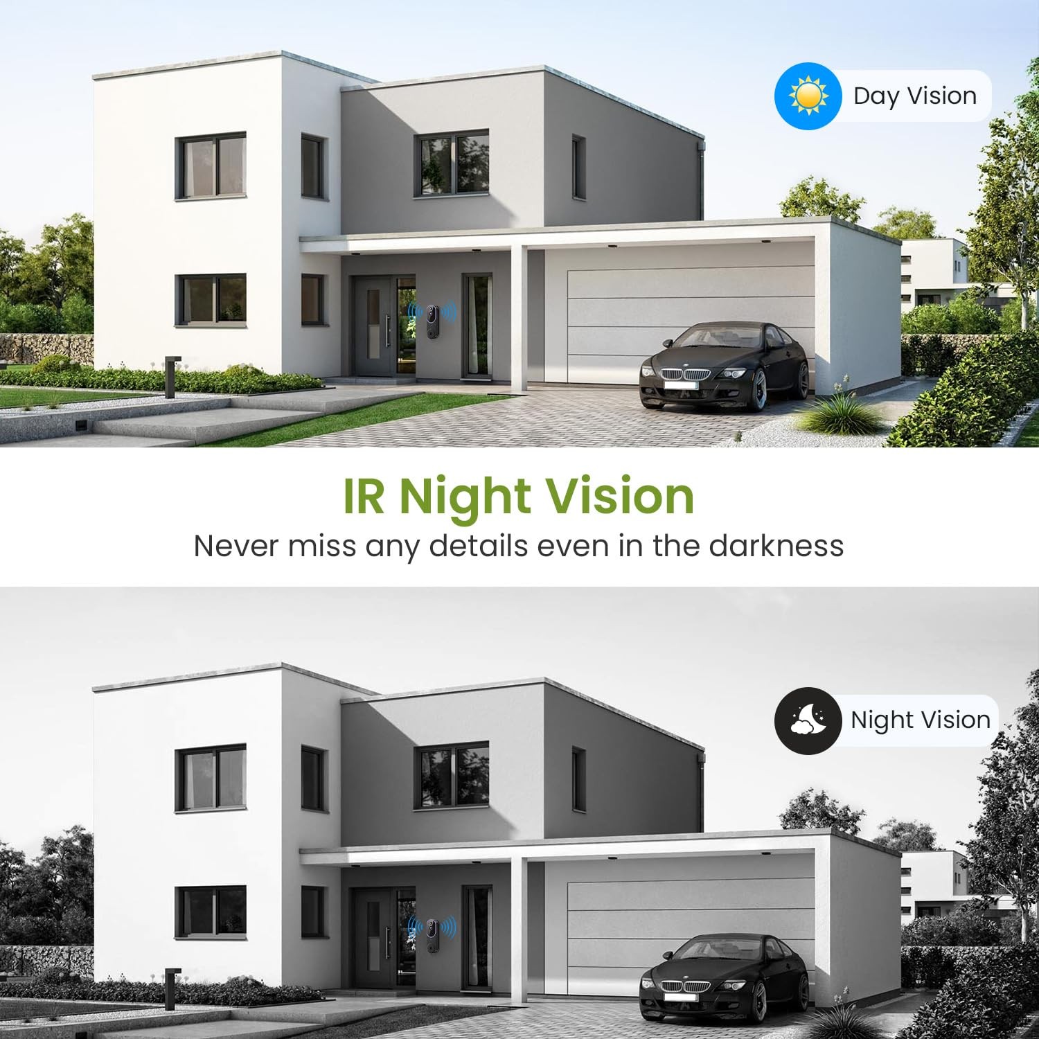 1080P Smart Wireless Video Doorbell Camera Night Vision Real-Time AI Alerts