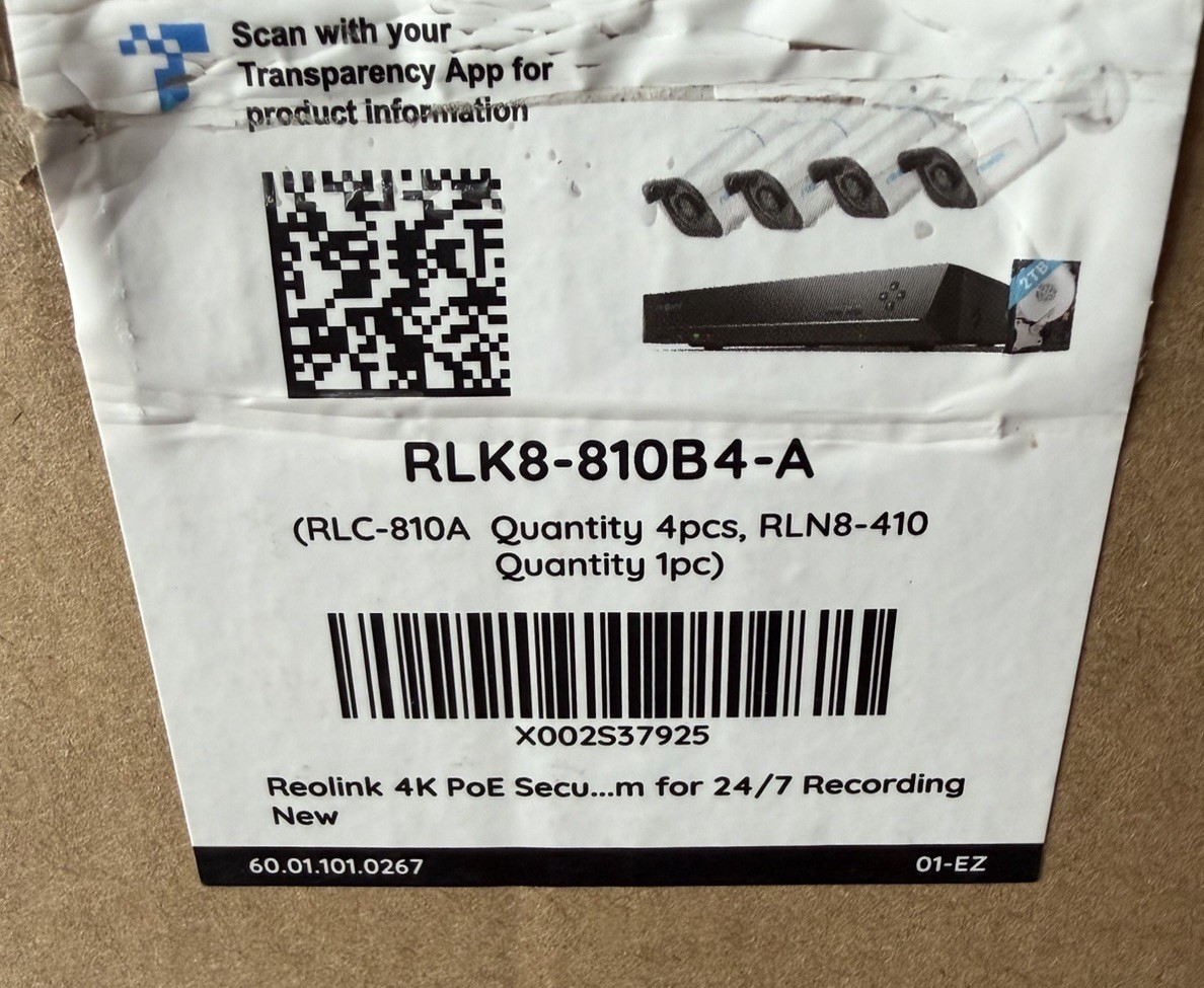 Reolink RLK8-800B4 4K Security Camera System 4pcs 4K PoE Camera 8CH NVR 2TB