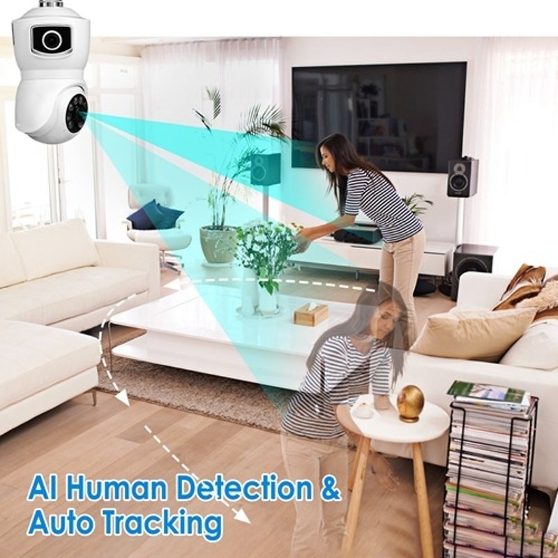 iMountek Dual Lens Security Camera E27 Light Socket Surveillance Camera 1080P
