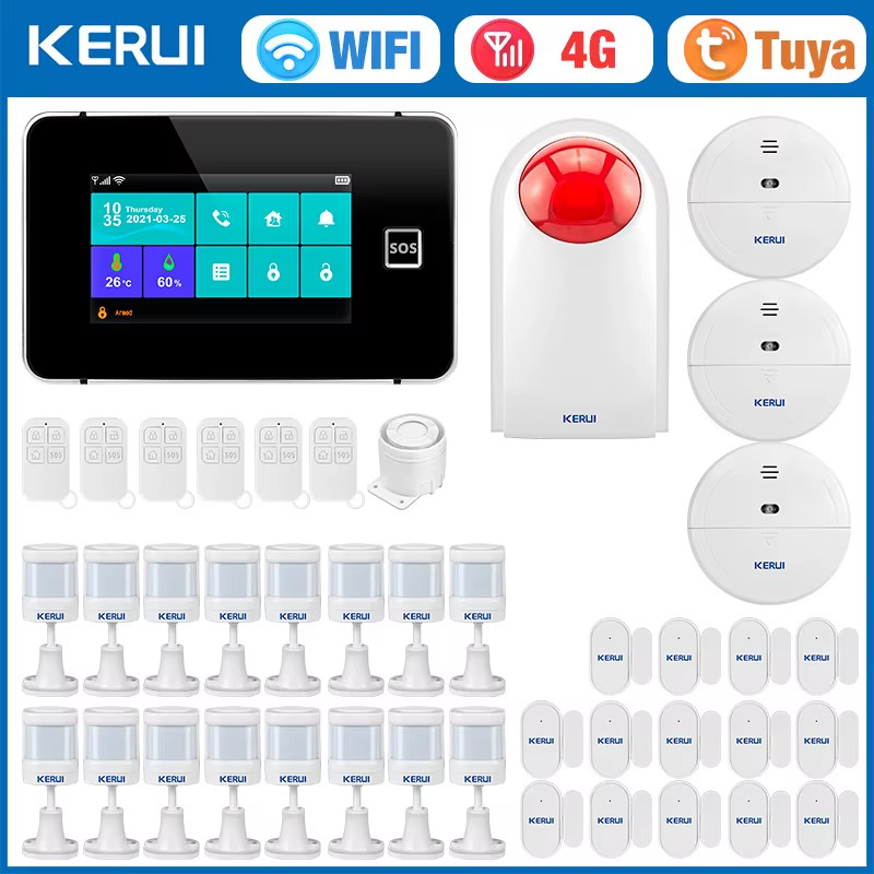 4.3 Inch Touch Screen Home Alarm System Wireless 4G Burglar Alarm WiFi GSM Tuya