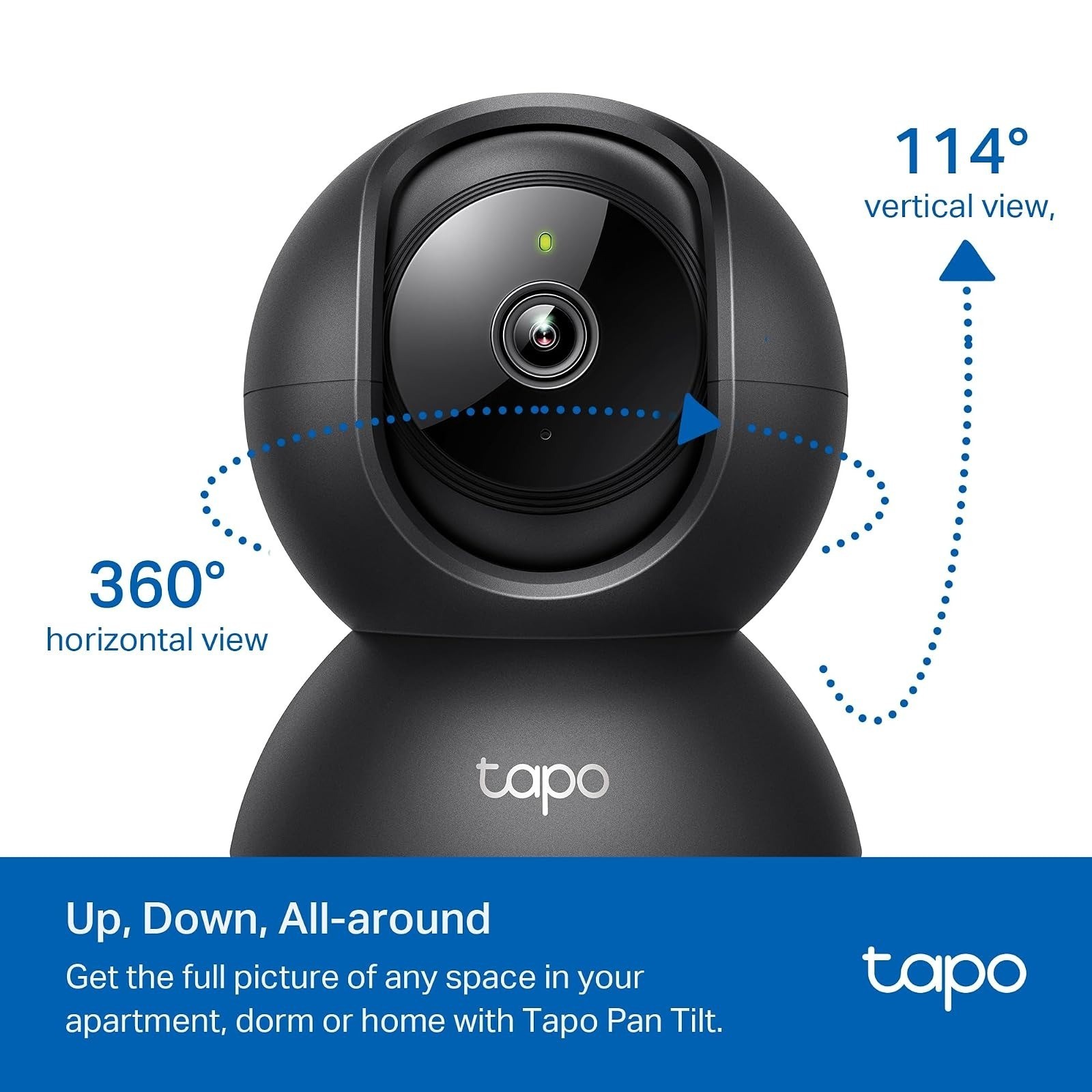 1080P Indoor Pan/Tilt Security Camera – Night Vision, 2-Way Audio, Black