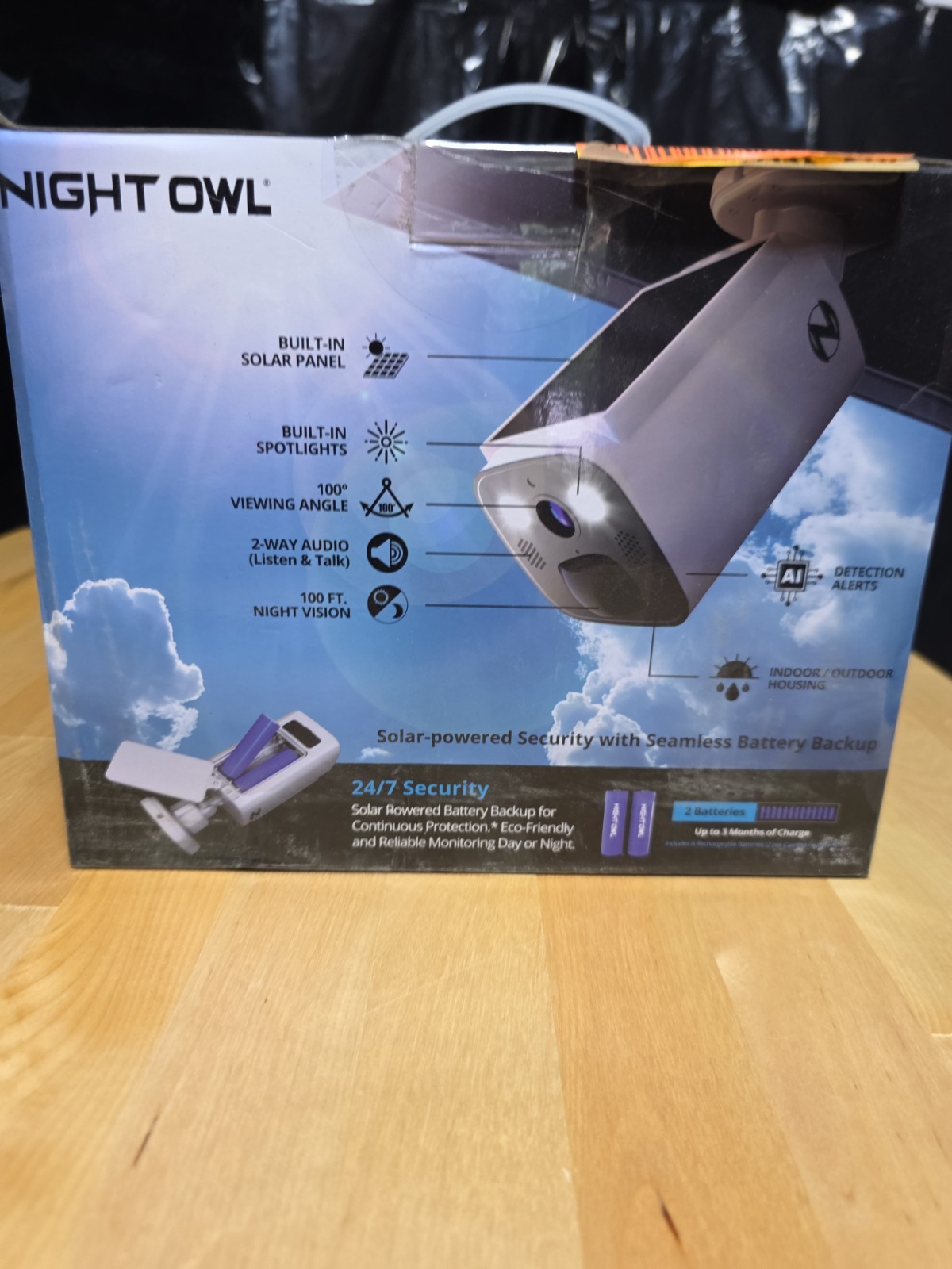 Night Owl 2K 64GB Hub Recorder Security System w/ 3 Battery Solar Cameras