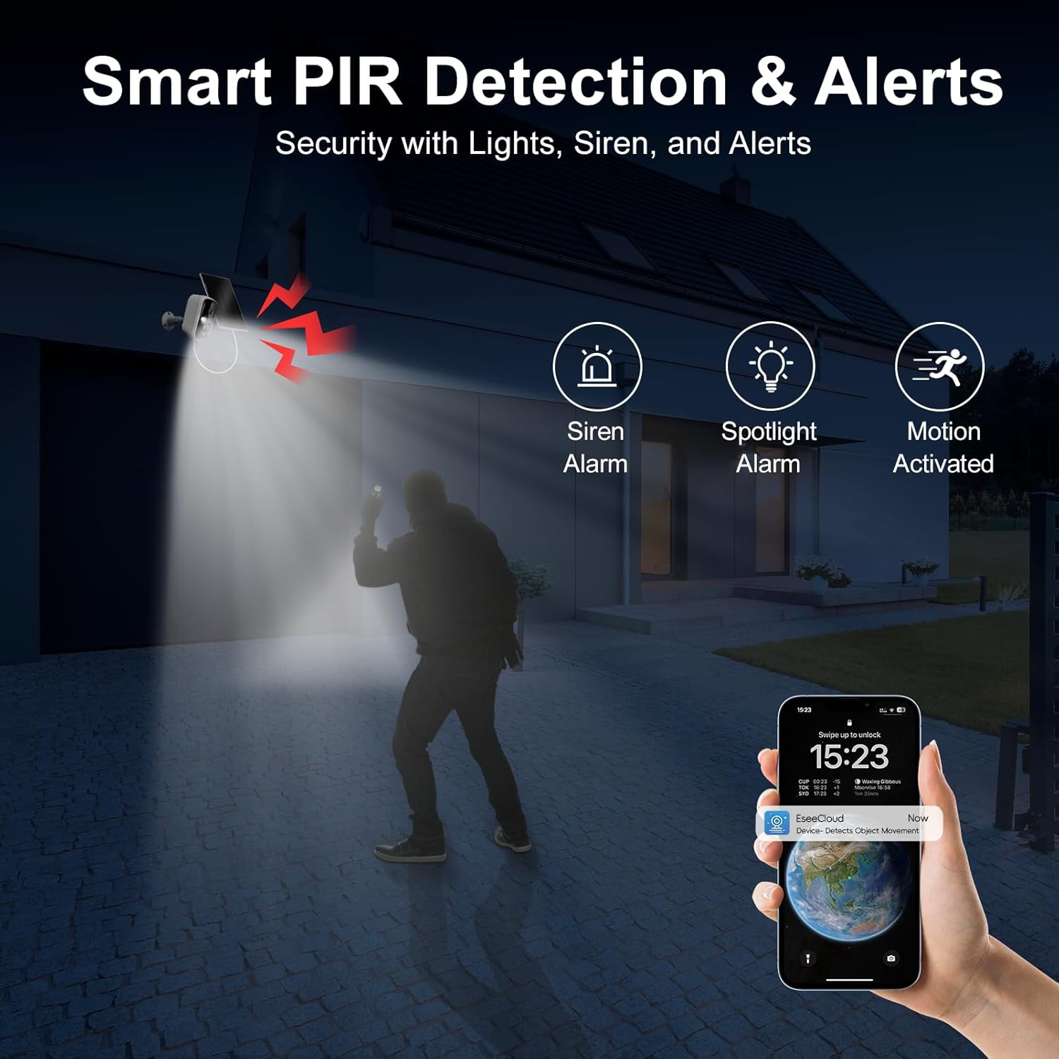 Wireless Security Camera System with 7″ Touchscreen Monitor, 2PCS 4MP Wifi Solar