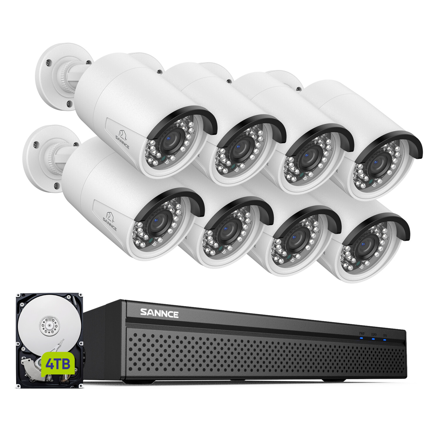 SANNCE 4K 8CH NVR 5MP POE Security Camera System Two Way Audio Human Detection