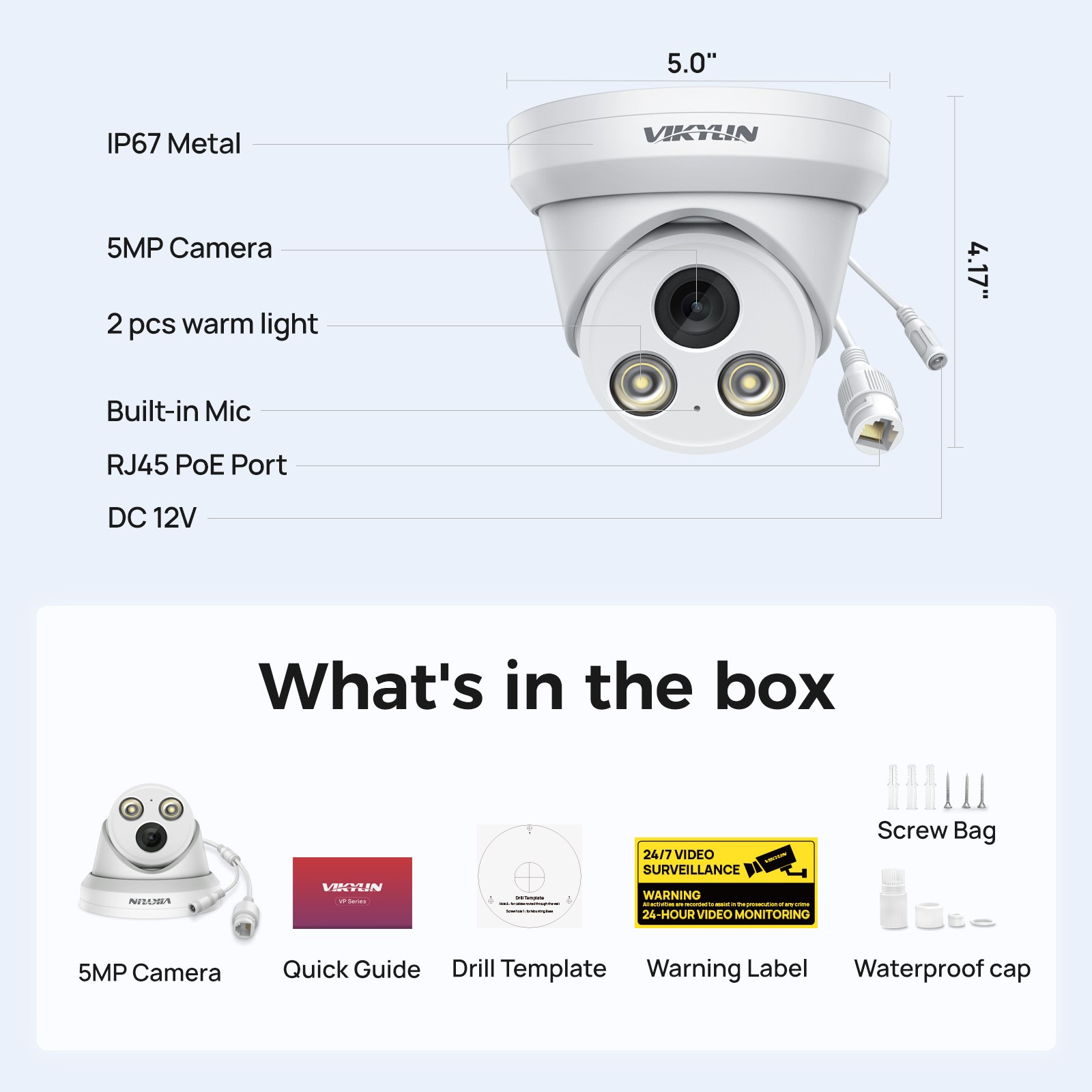 VIKYLIN SmartFind 8POE 16CH NVR 24H Color MIC 5MP Ethernet IP Camera Systems Lot